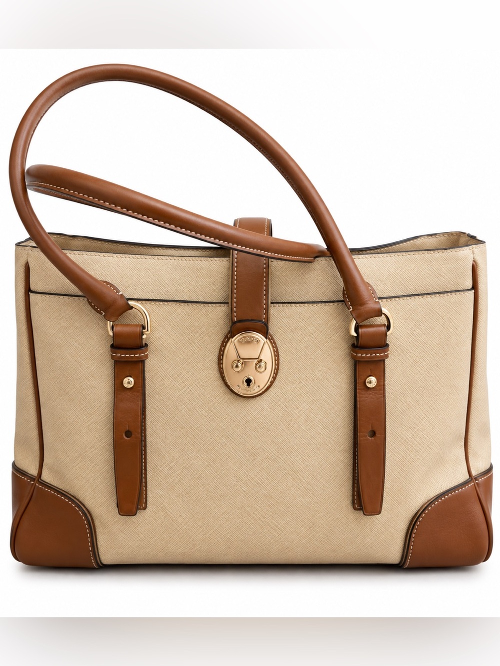 TUMI Voyageur Bailey Business Tote Tan Brown Leather Trim Work Bag